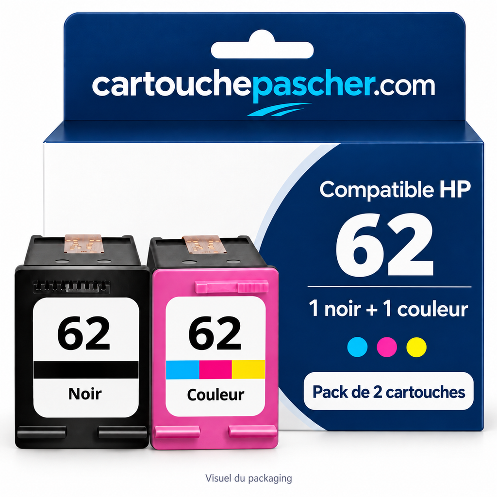 Cartouchepascher.com — HP 62 — visuel du packaging