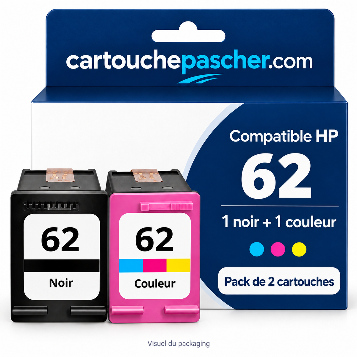 Cartouchepascher.com — HP 62 — visuel du packaging